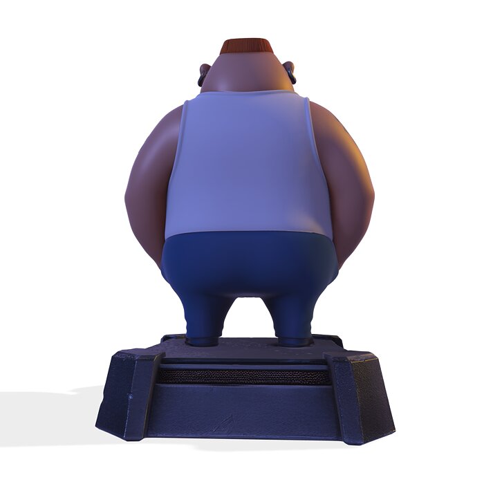 Stylized Heavy-Set Cartoon PBR Character Figurine 3D MP4 Model — view 7
