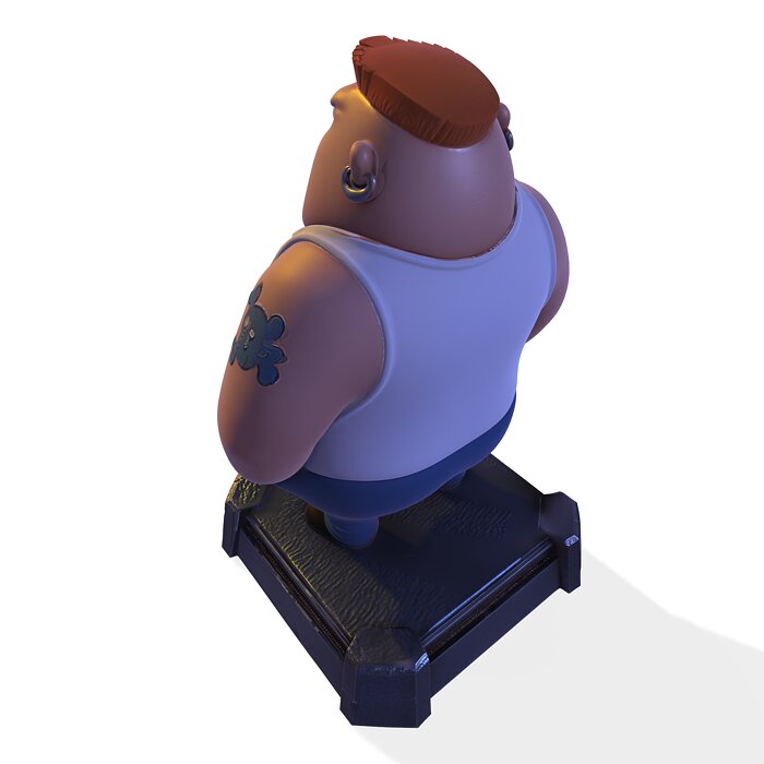 Stylized Heavy-Set Cartoon PBR Character Figurine 3D MP4 Model — view 8
