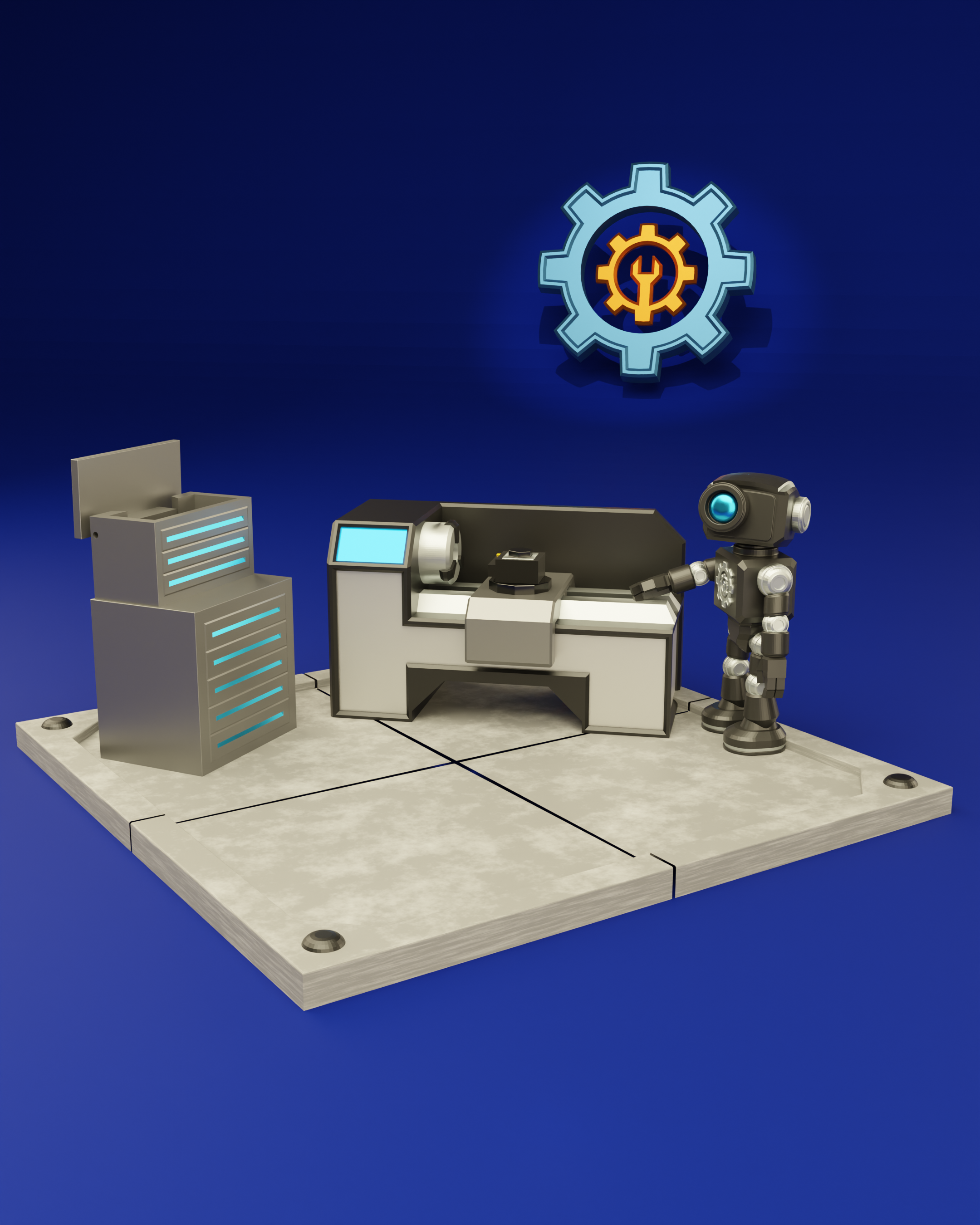 ModBot - Knurl’s Lathe – ModBots Accessory | 3D Printable Miniature Machine Tool STL Model — view 2