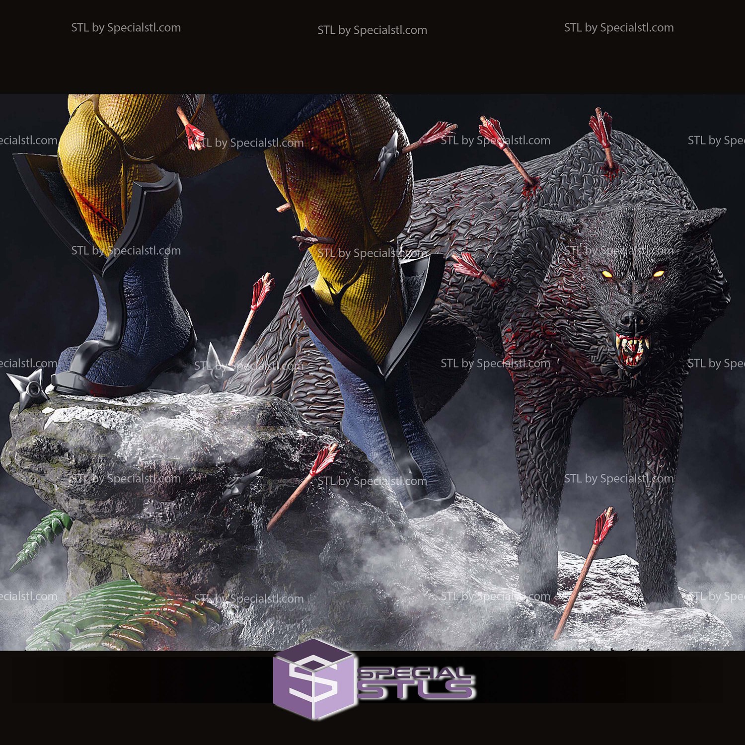 Wolverine Frozen Hell Sculptures 3D Printing STL Model — view 3