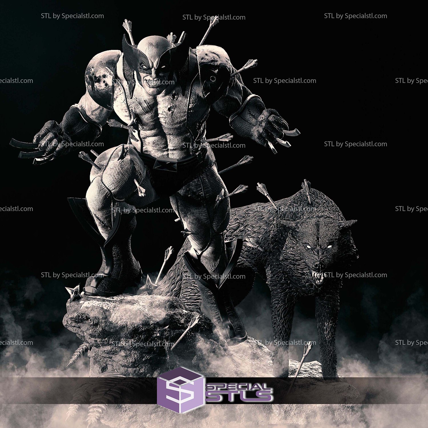 Wolverine Frozen Hell Sculptures 3D Printing STL Model — view 4