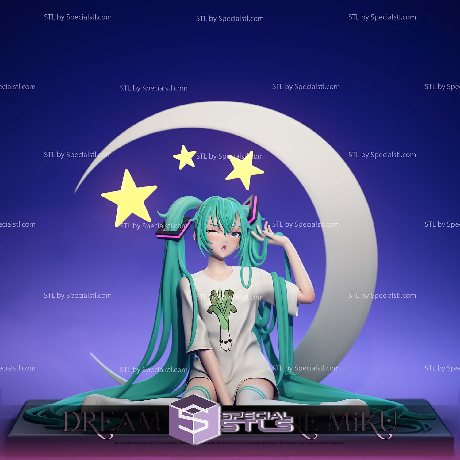 Sleepy Hatsune Miku Vocaloid 3D Printer Files STL Model — view 2