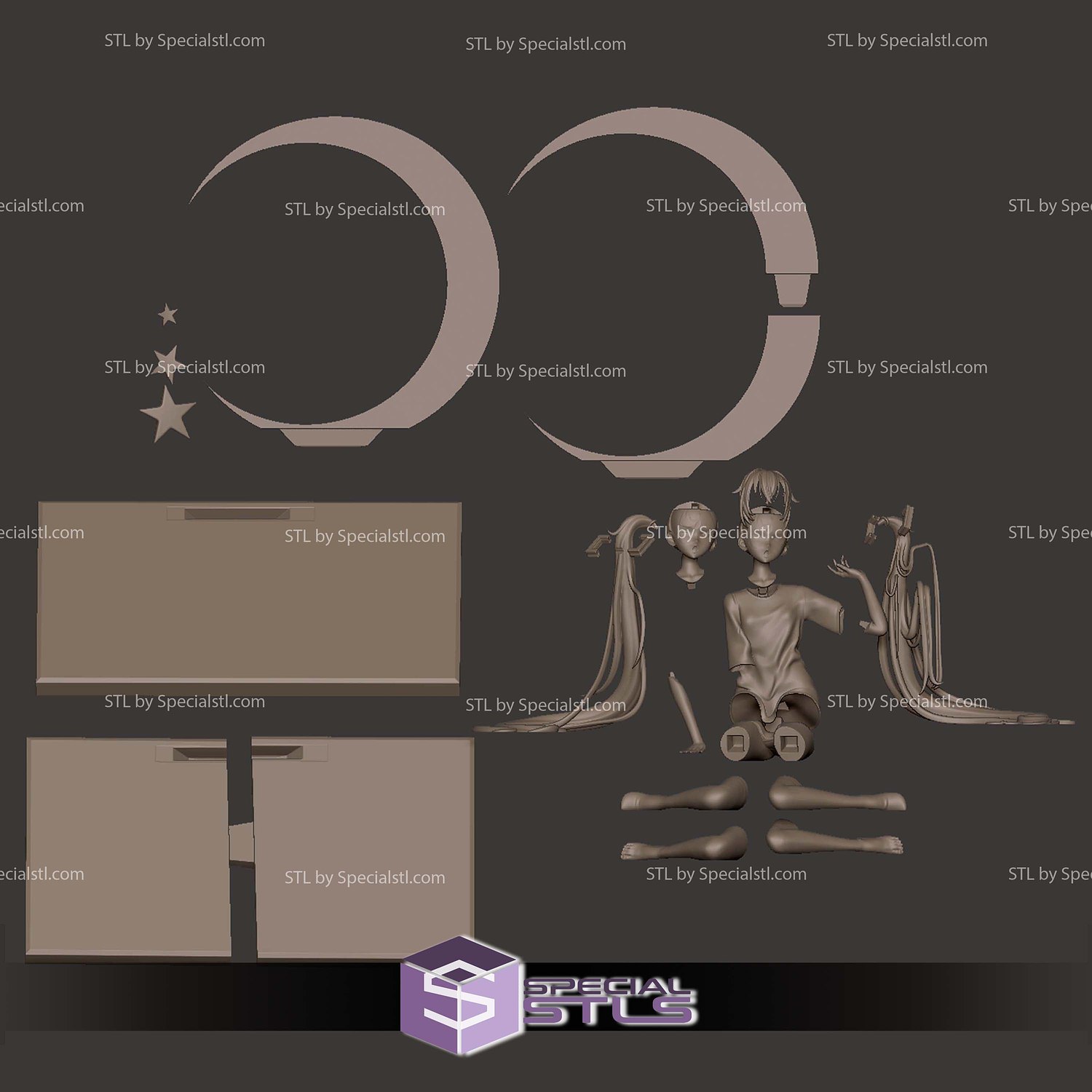Sleepy Hatsune Miku Vocaloid 3D Printer Files STL Model — view 5