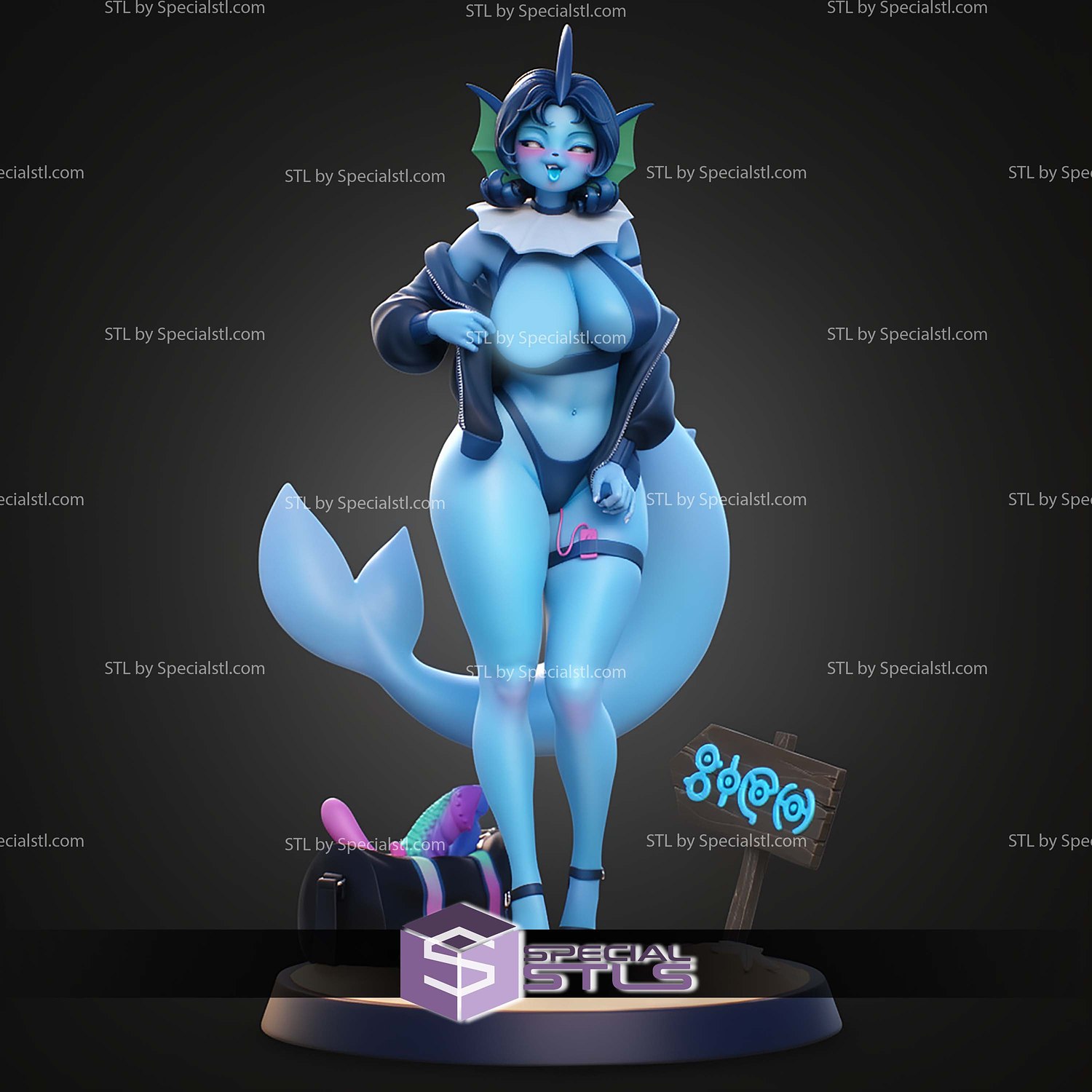 Cheeky Vaporeon 260mm STL Files 3D Model — view 3