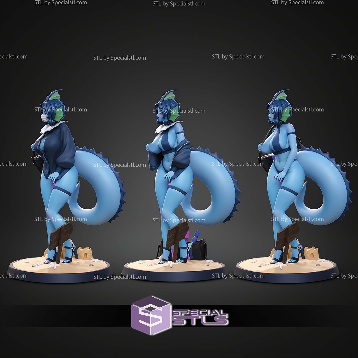 Cheeky Vaporeon 260mm STL Files 3D Model — view 8