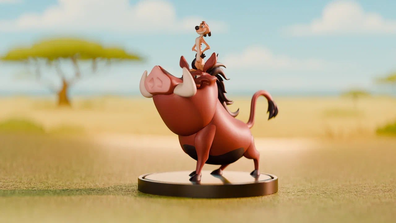 Meet the Dynamic Duo: Timon and Pumbaa! 3D STL Model