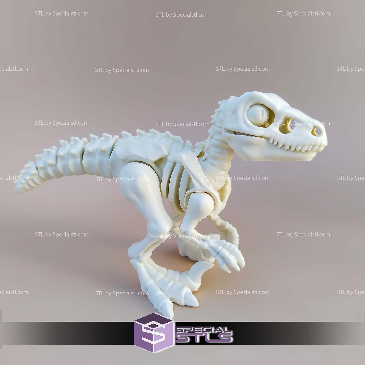 Basic STL Files Velociraptor Skeleton Articulated 3D Model — view 2