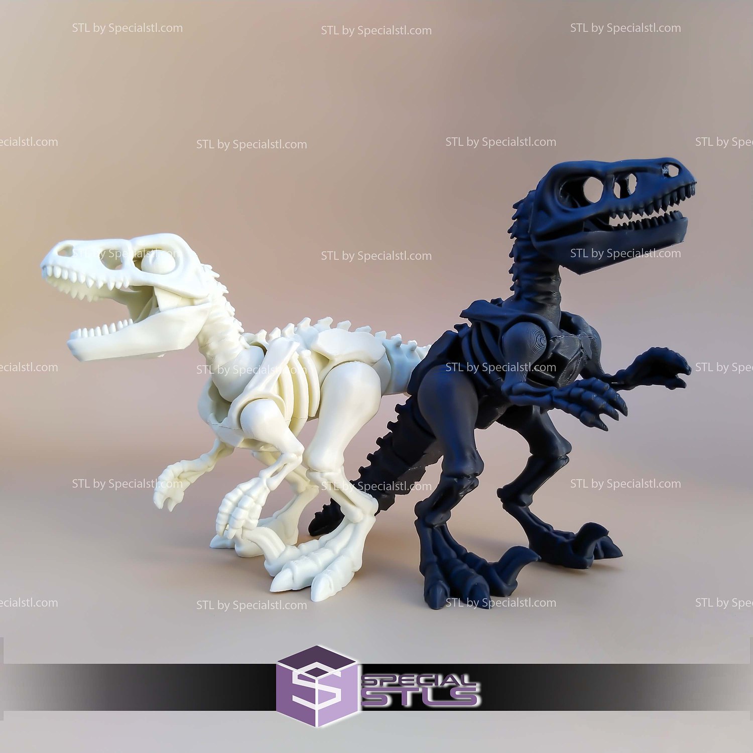 Basic STL Files Velociraptor Skeleton Articulated 3D Model — view 4