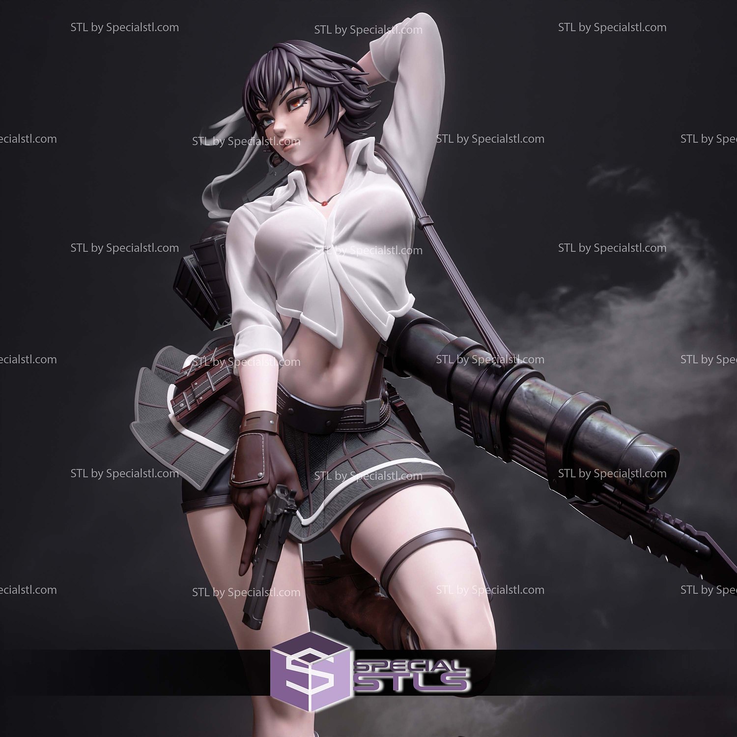 Lady Devil May Cry 3 and Gun STL Files 3D Model — view 2