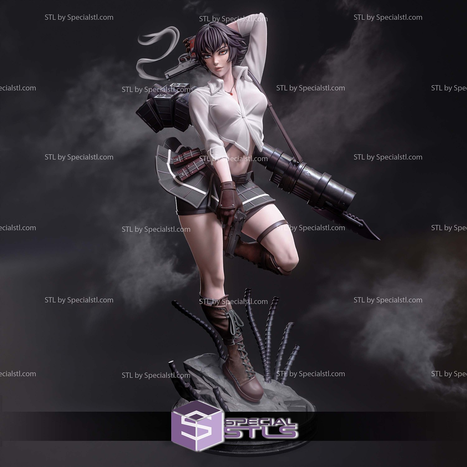 Lady Devil May Cry 3 and Gun STL Files 3D Model — view 3