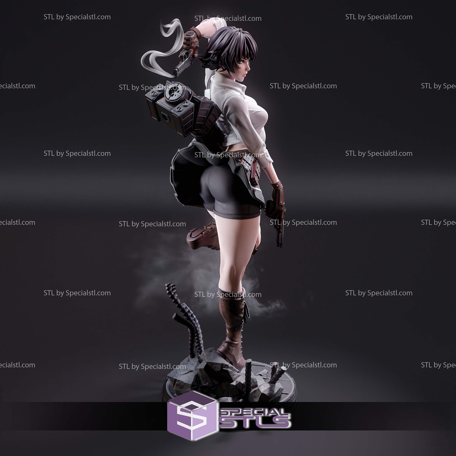 Lady Devil May Cry 3 and Gun STL Files 3D Model — view 5