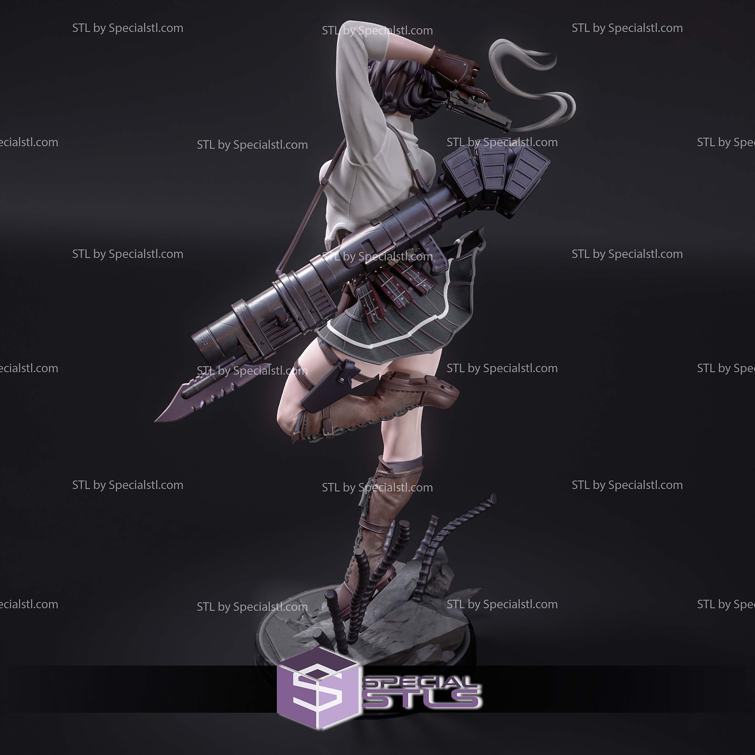 Lady Devil May Cry 3 and Gun STL Files 3D Model — view 6
