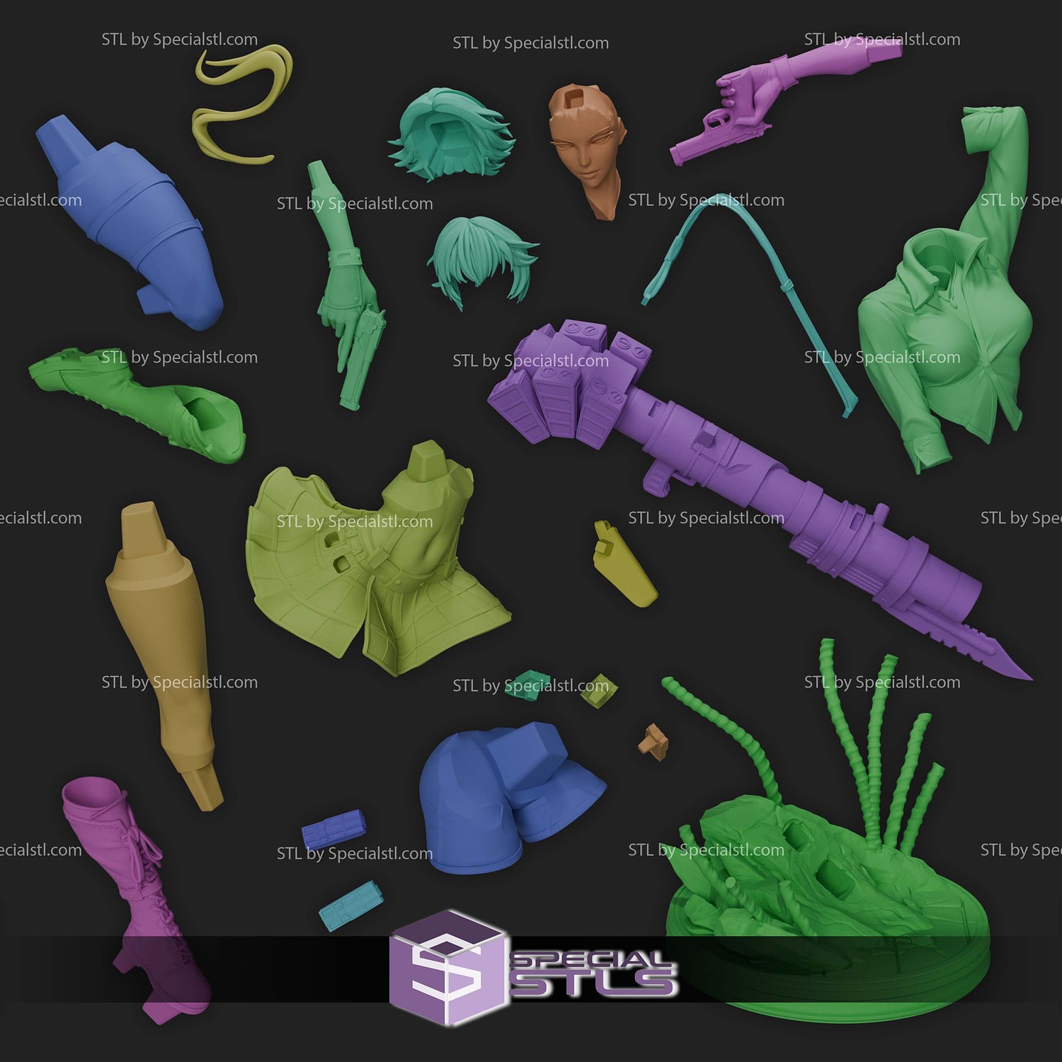 Lady Devil May Cry 3 and Gun STL Files 3D Model — view 8
