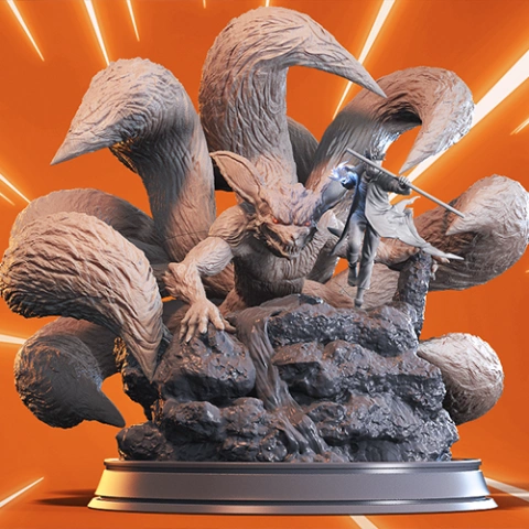 Naruto and Kurama in Diorama 3D Printer Files | Assembly STL Model