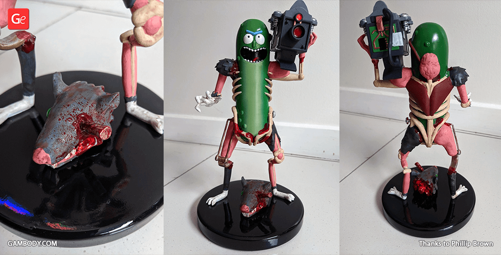 Pickle Rick With Guns 3D Printer Files | Assembly STL Model