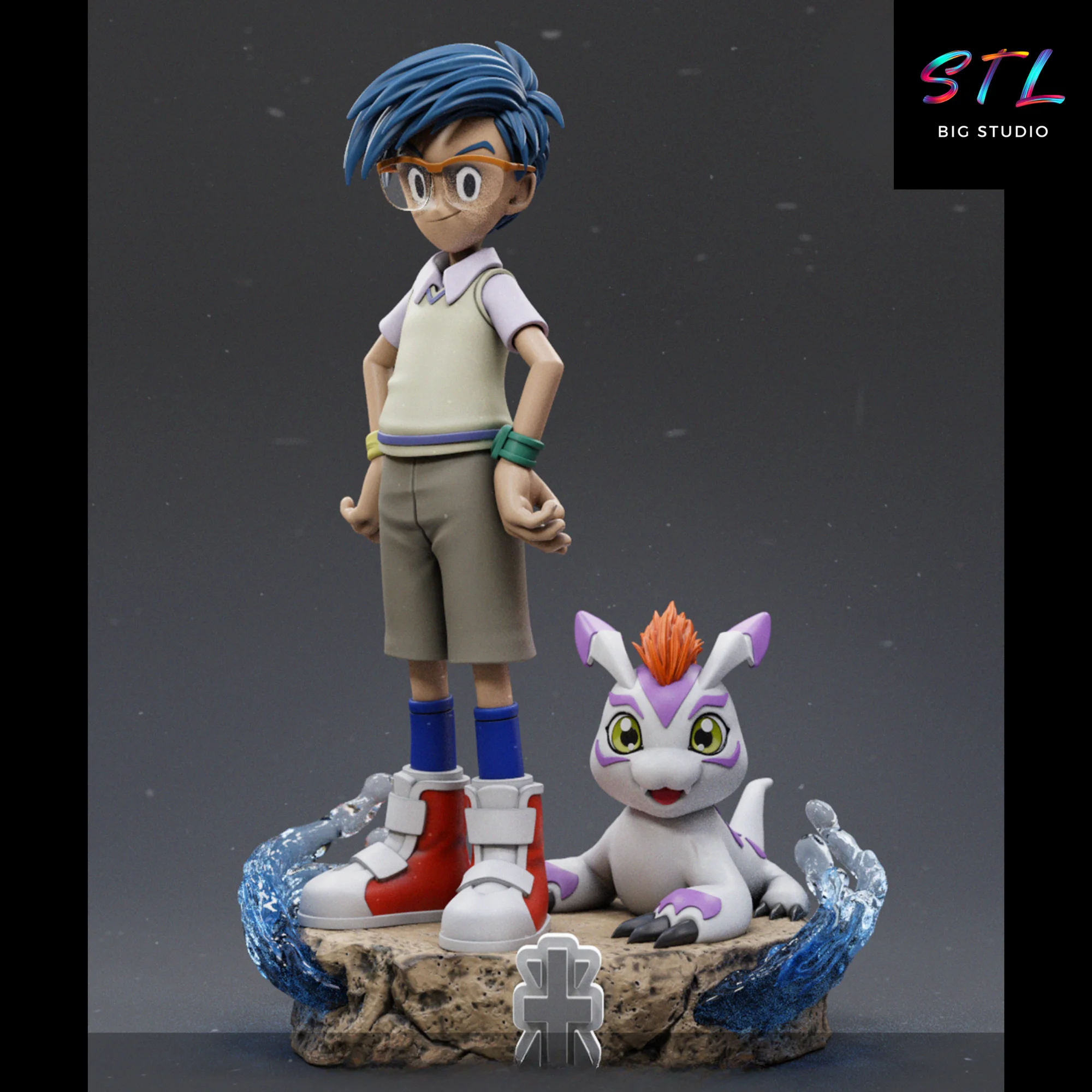 Joe & Gomamon STL | 3D Printable Figure | Digimon Adventure Model