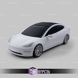 Basic STL Vehicle Tesla Model 3 3D Model — view 1