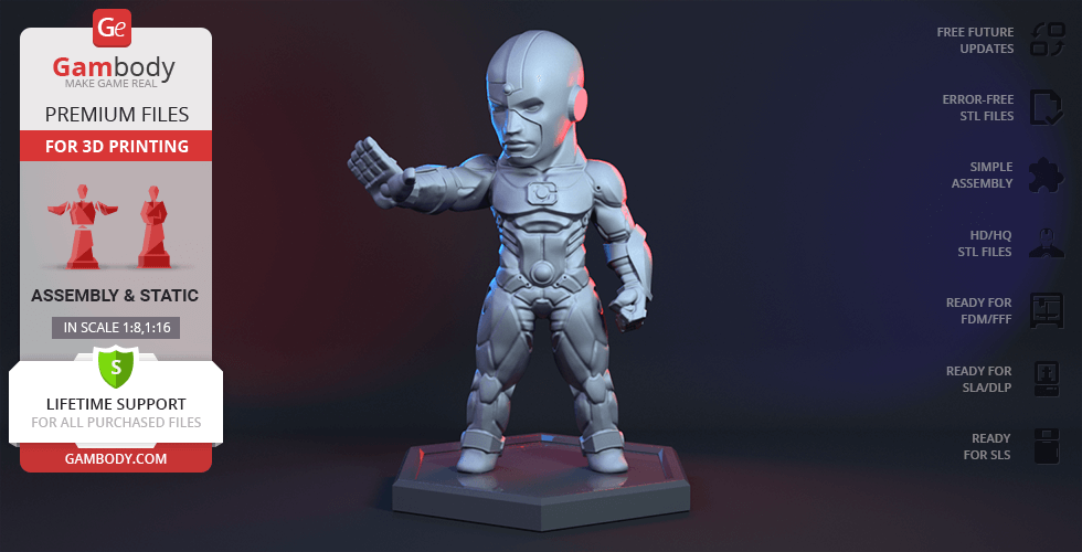 Chibi Cyborg 3D Printing Miniature | Assembly STL Model