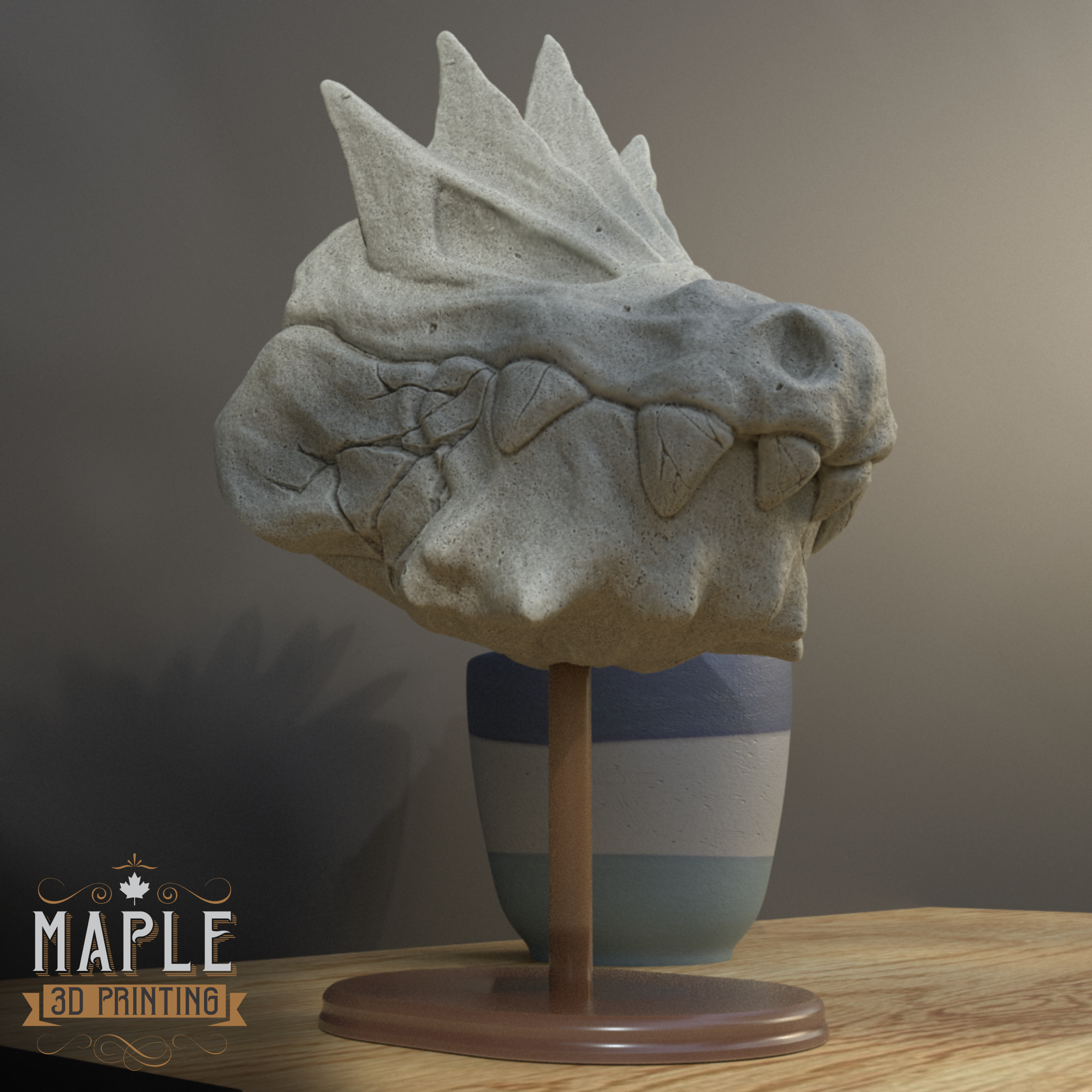 Tyrantrum Skull - Solid & Hollow - Pokemon 3D STL Model — view 3