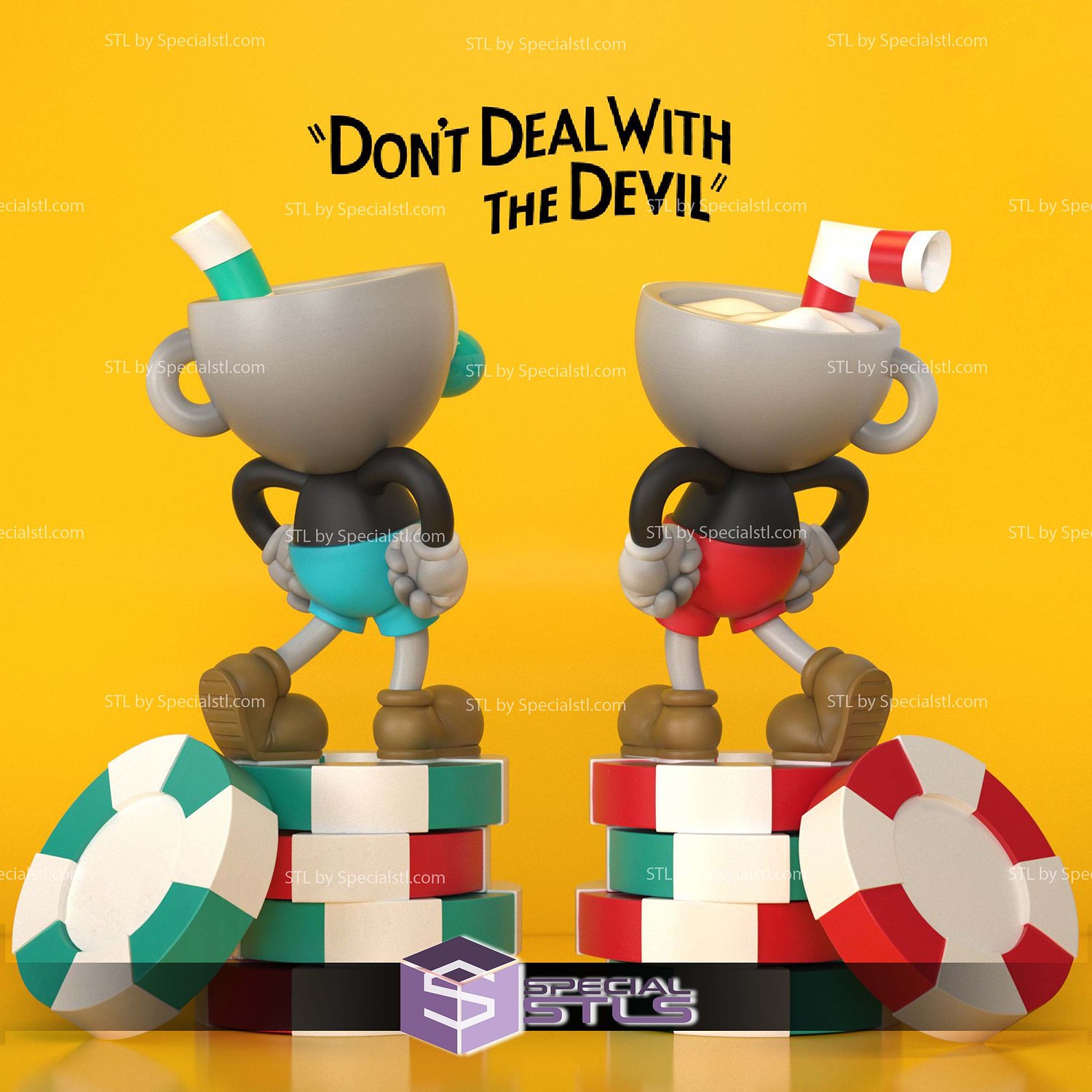 Cuphead and Mugman 3D Printer Files STL Model — view 2