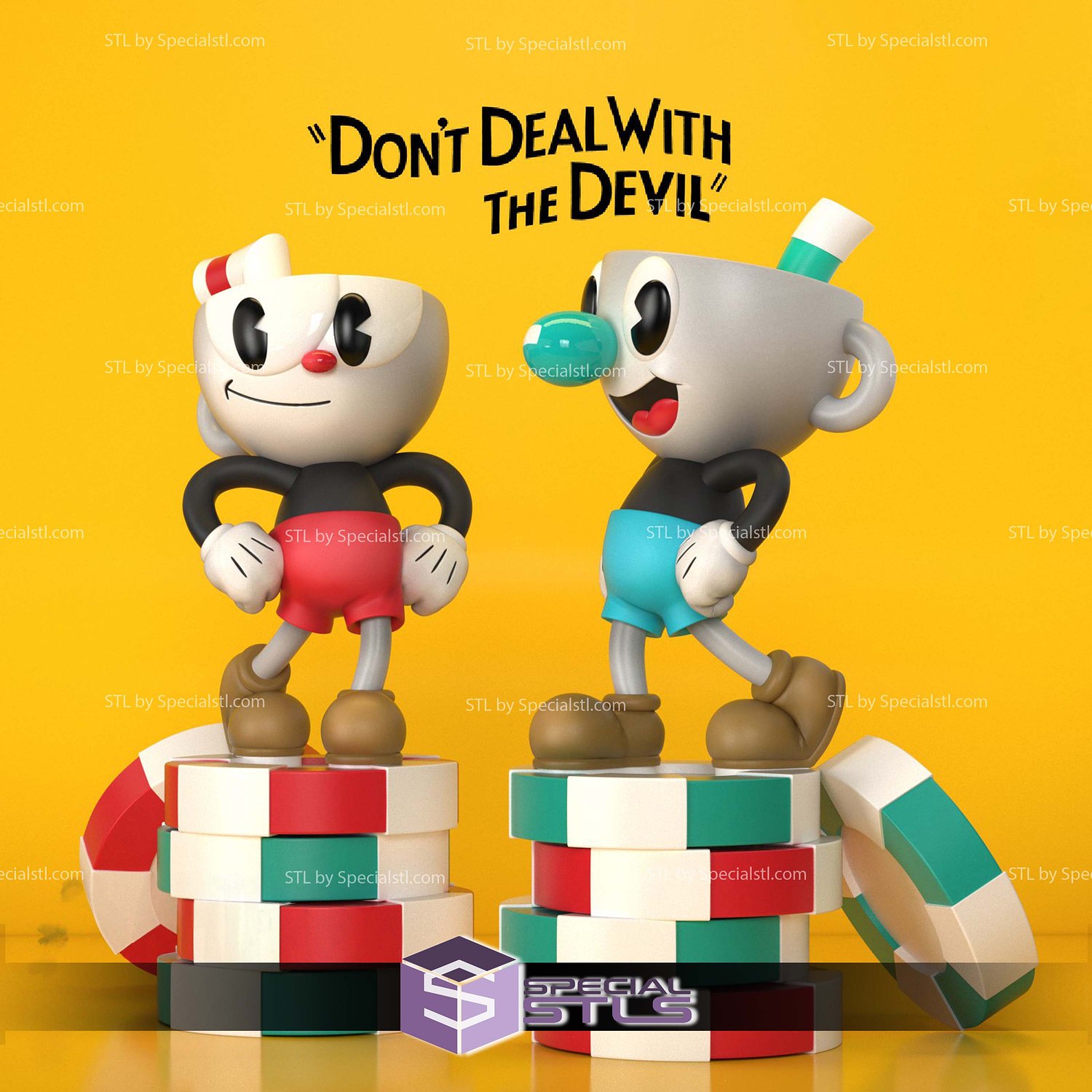 Cuphead and Mugman 3D Printer Files STL Model — view 4