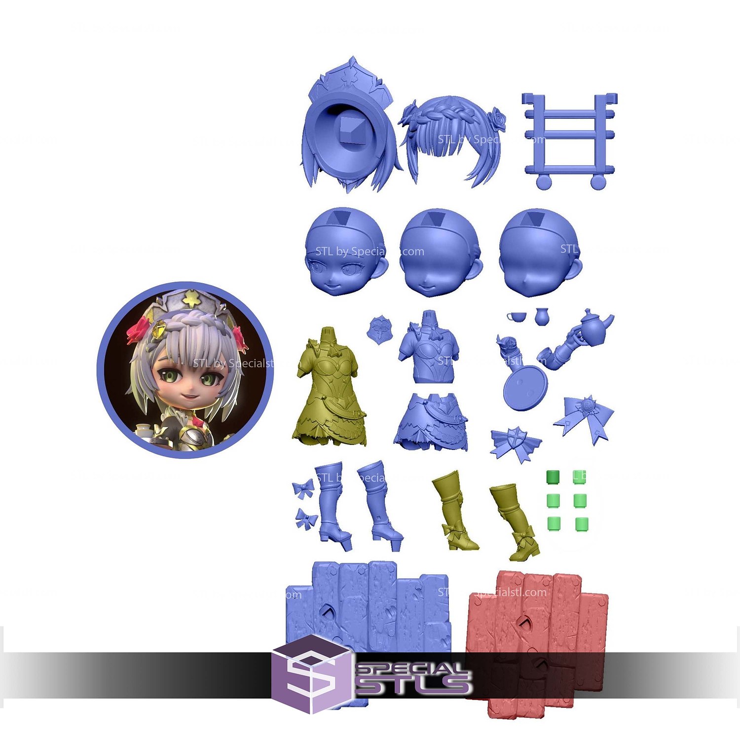Noelle Chibi Genshin Impact STL Files 3D Model — view 6