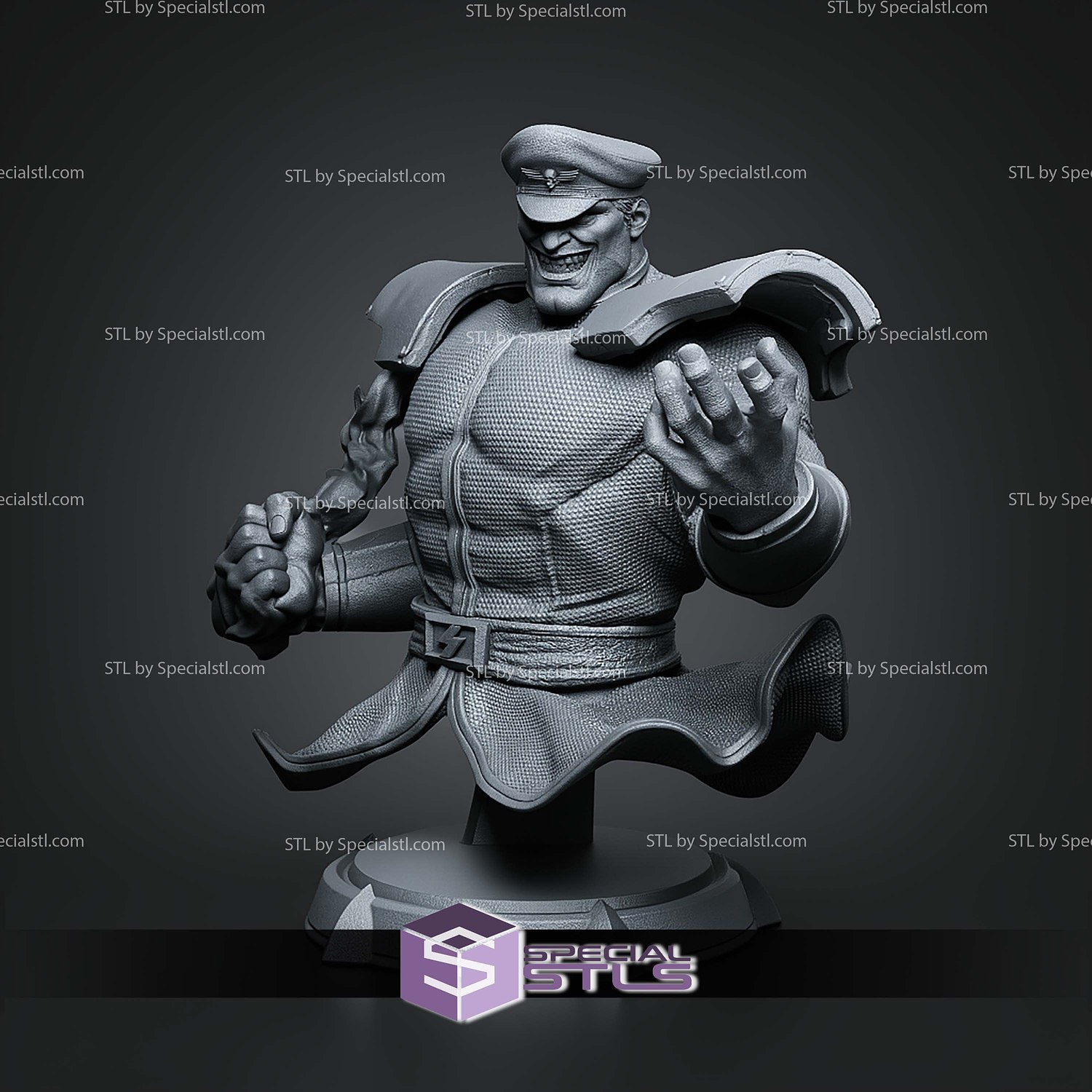 M Bison Purple Effect Bust 173mm STL Files 3D Model — view 2
