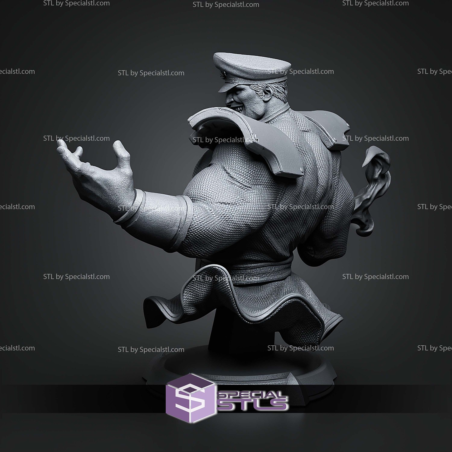 M Bison Purple Effect Bust 173mm STL Files 3D Model — view 3