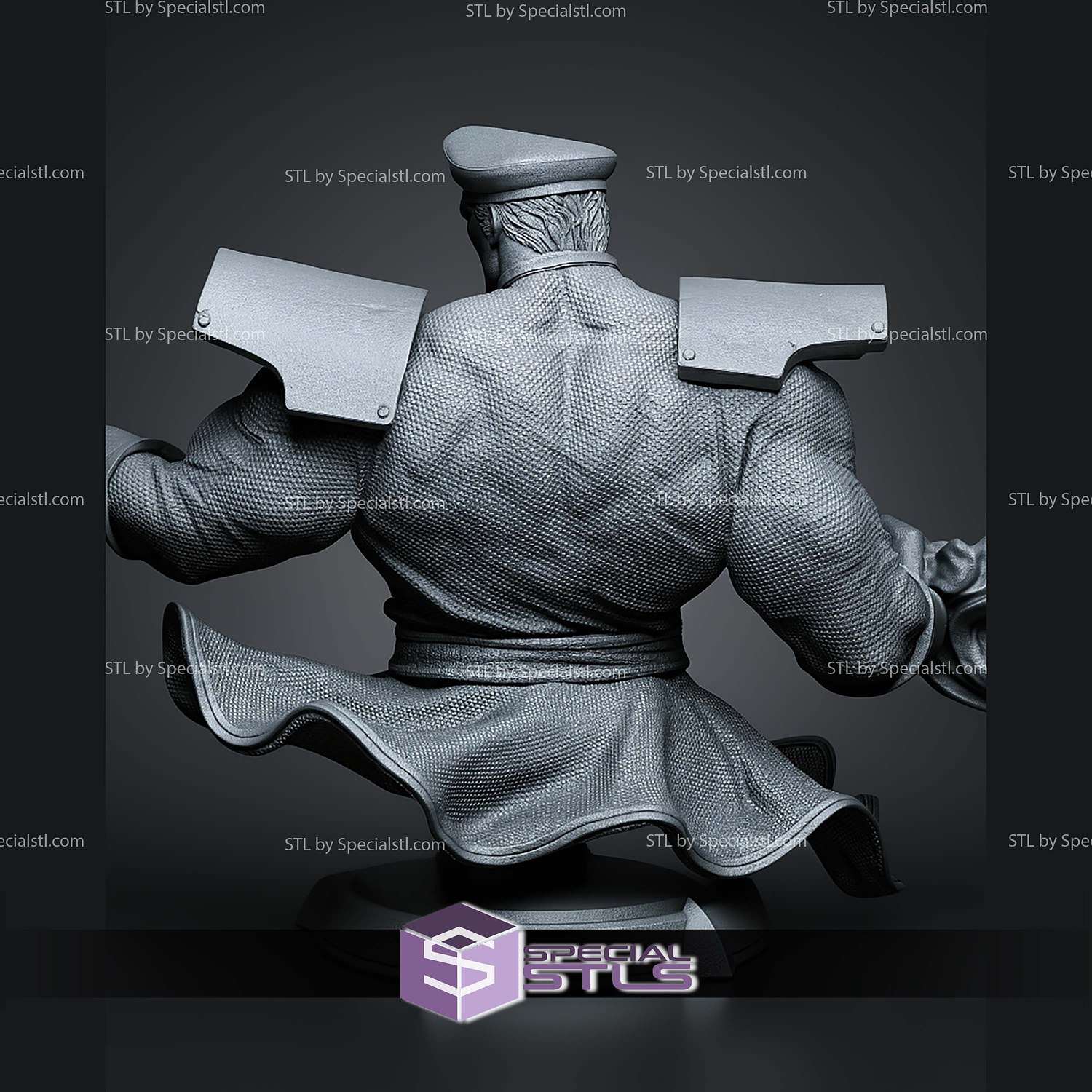 M Bison Purple Effect Bust 173mm STL Files 3D Model — view 4
