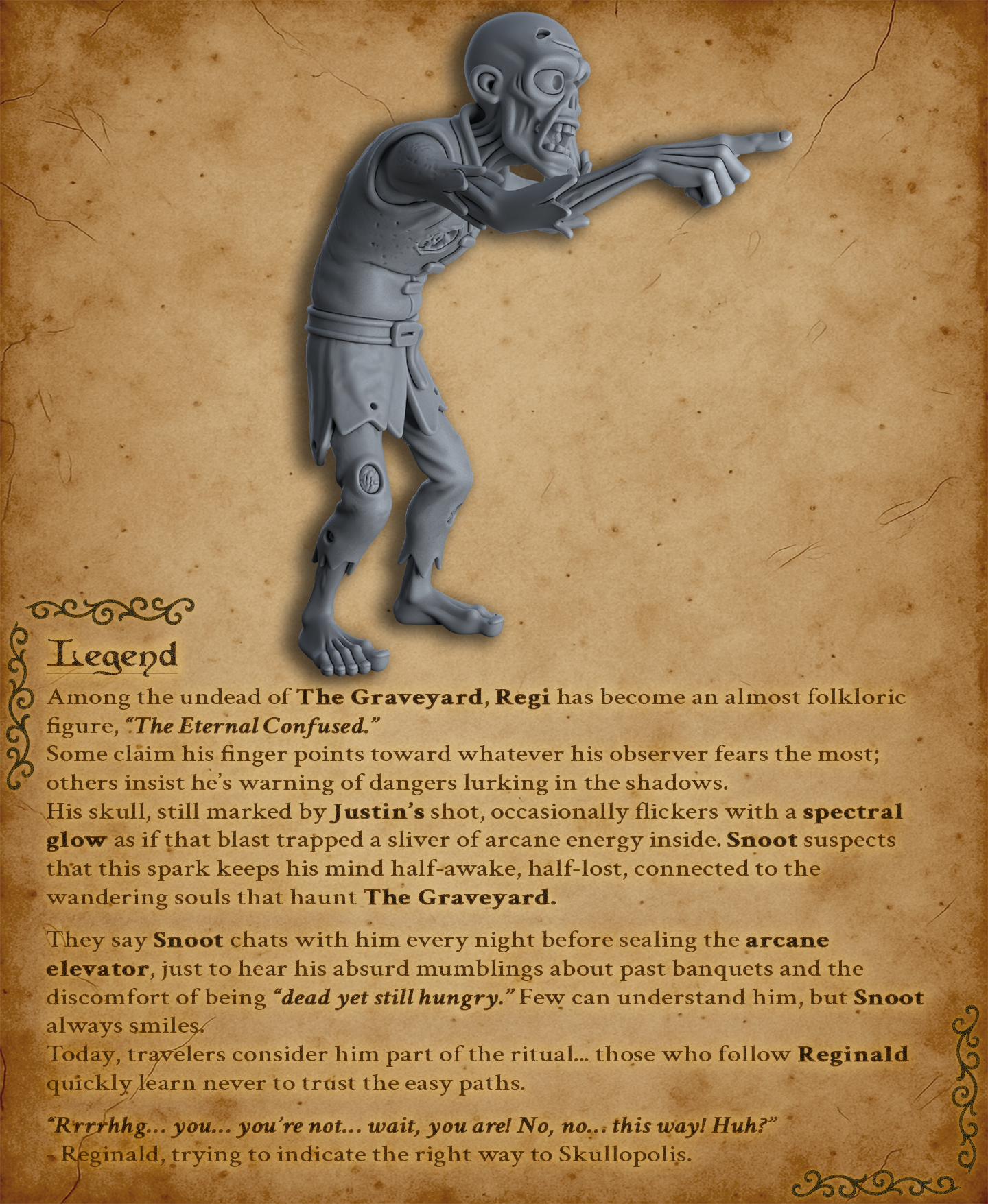 Reginald the Confused Zombie - DnD Miniature for 5e RPG and Tabletop Wargames inspired 3D STL Model