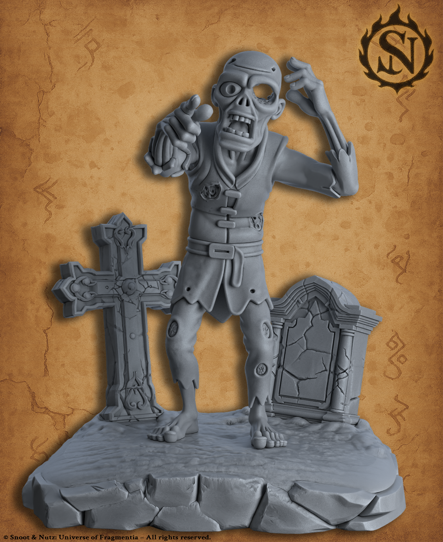 Reginald the Confused Zombie - DnD Miniature for 5e RPG and Tabletop Wargames inspired 3D STL Model — view 2