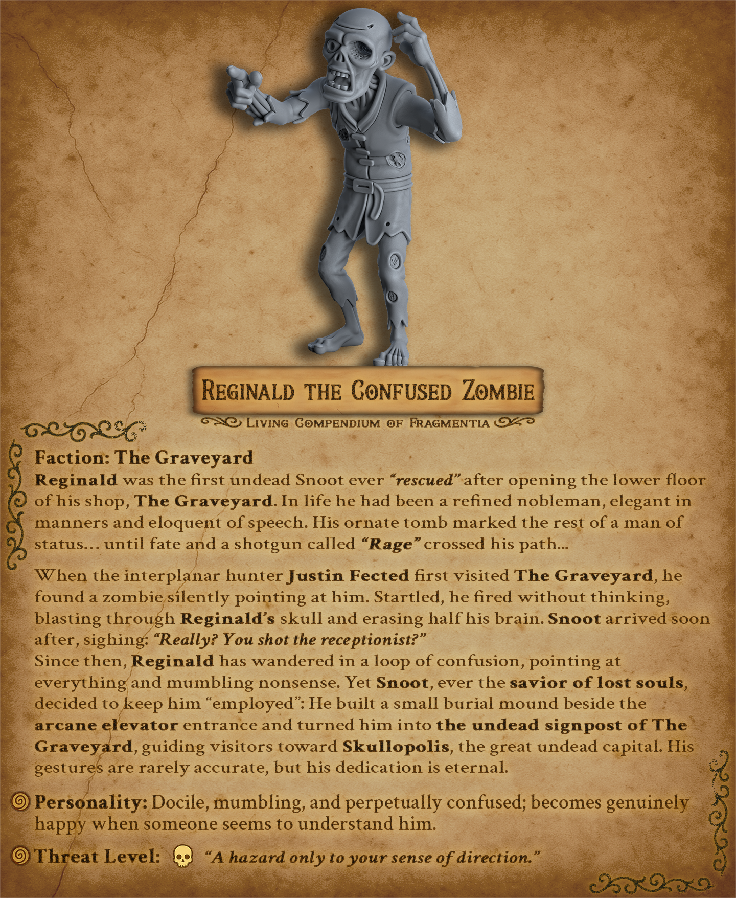 Reginald the Confused Zombie - DnD Miniature for 5e RPG and Tabletop Wargames inspired 3D STL Model — view 3
