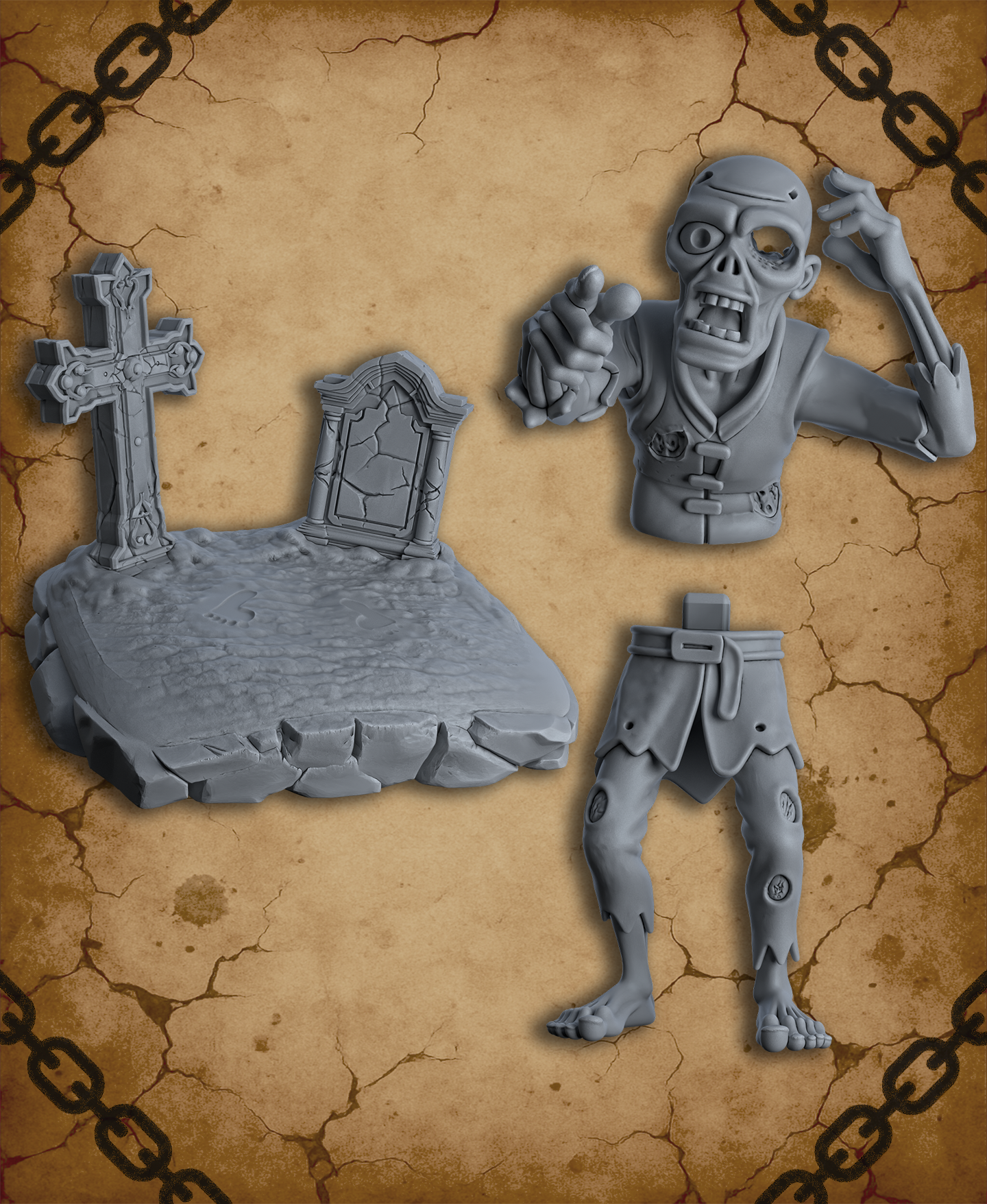 Reginald the Confused Zombie - DnD Miniature for 5e RPG and Tabletop Wargames inspired 3D STL Model — view 6
