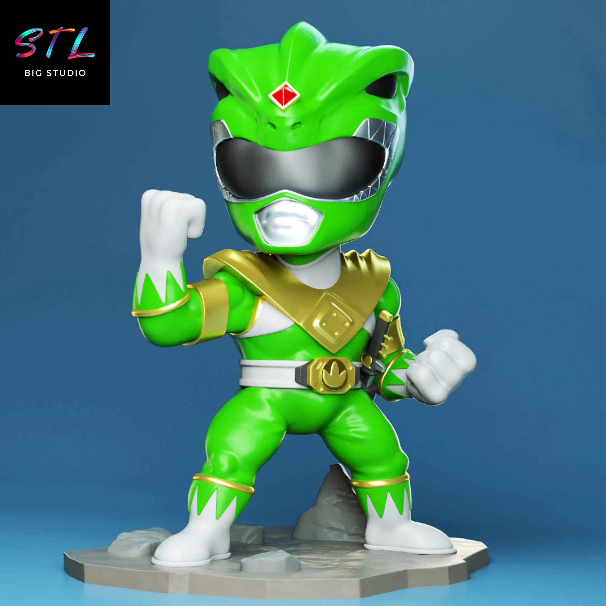 Green Power Ranger Chibi STL | 3D Printable Figure Model