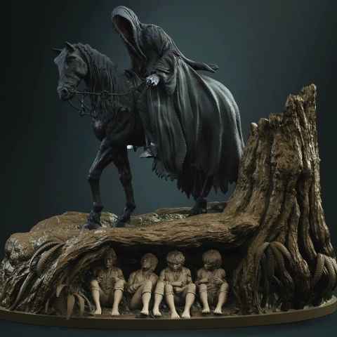 Nazgul \u0026 Hobbits in Diorama 3D Printer Files | Assembly STL Model
