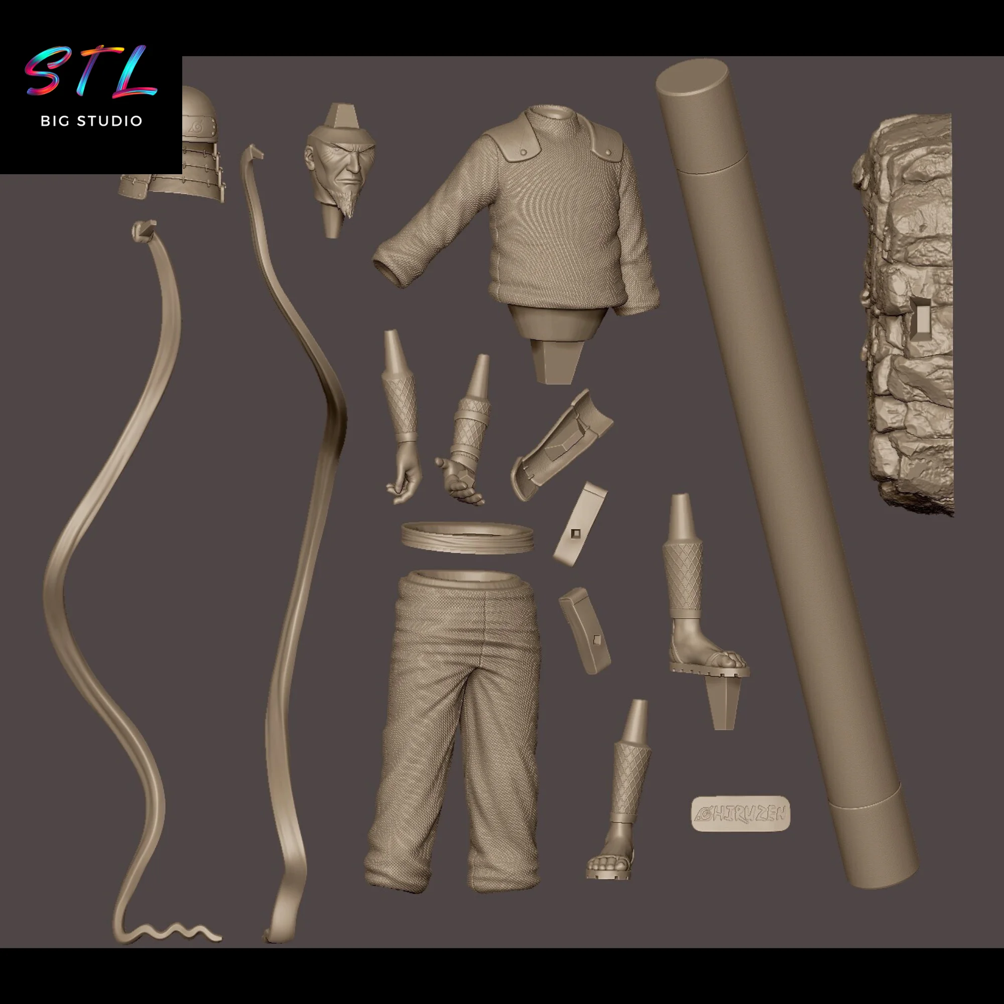 Hiruzen Sarutobi STL | Naruto | 3D Printing Figure Model — view 7