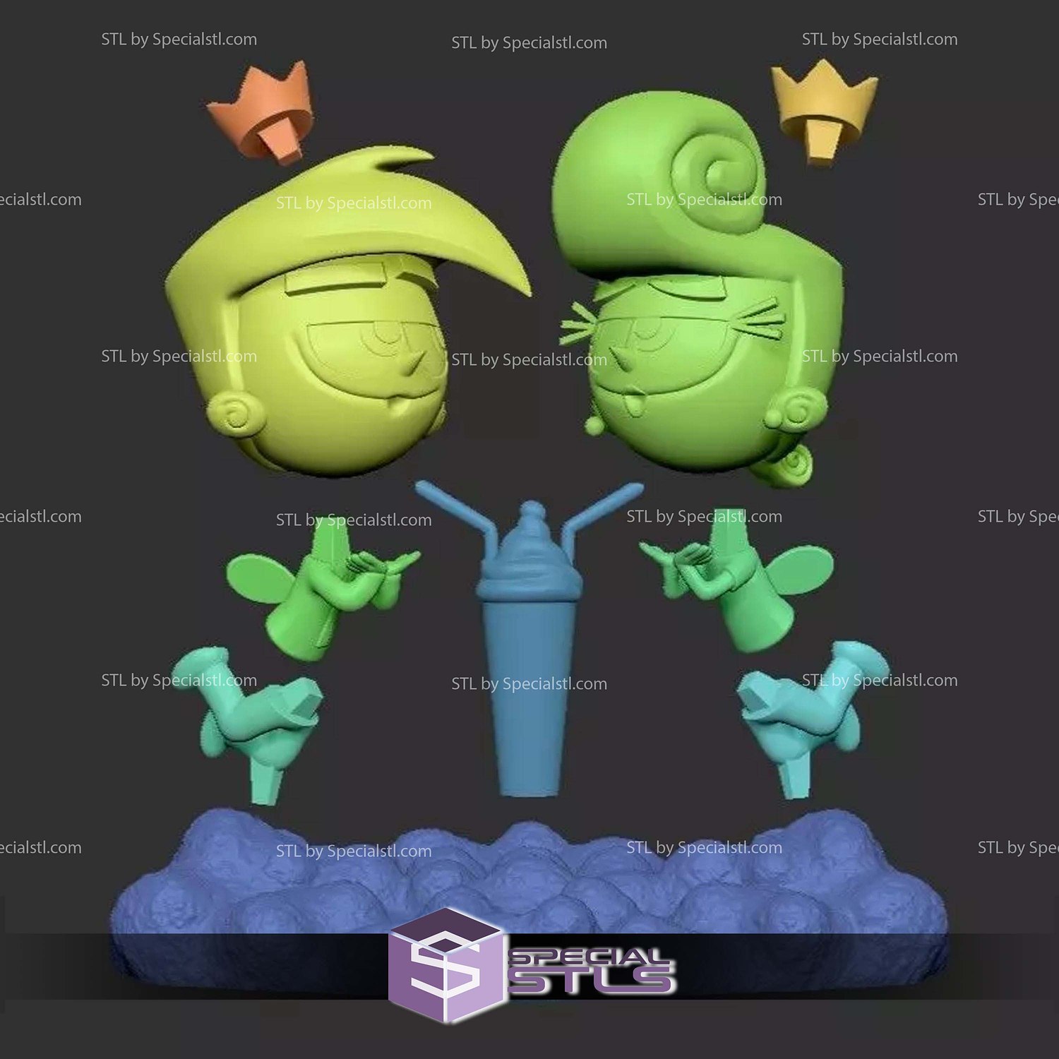 Cosmo and Wanda Cosma STL Files 3D Model — view 7