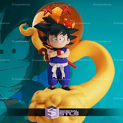 Goku Kid Stand on Cloud STL Files 3D Model