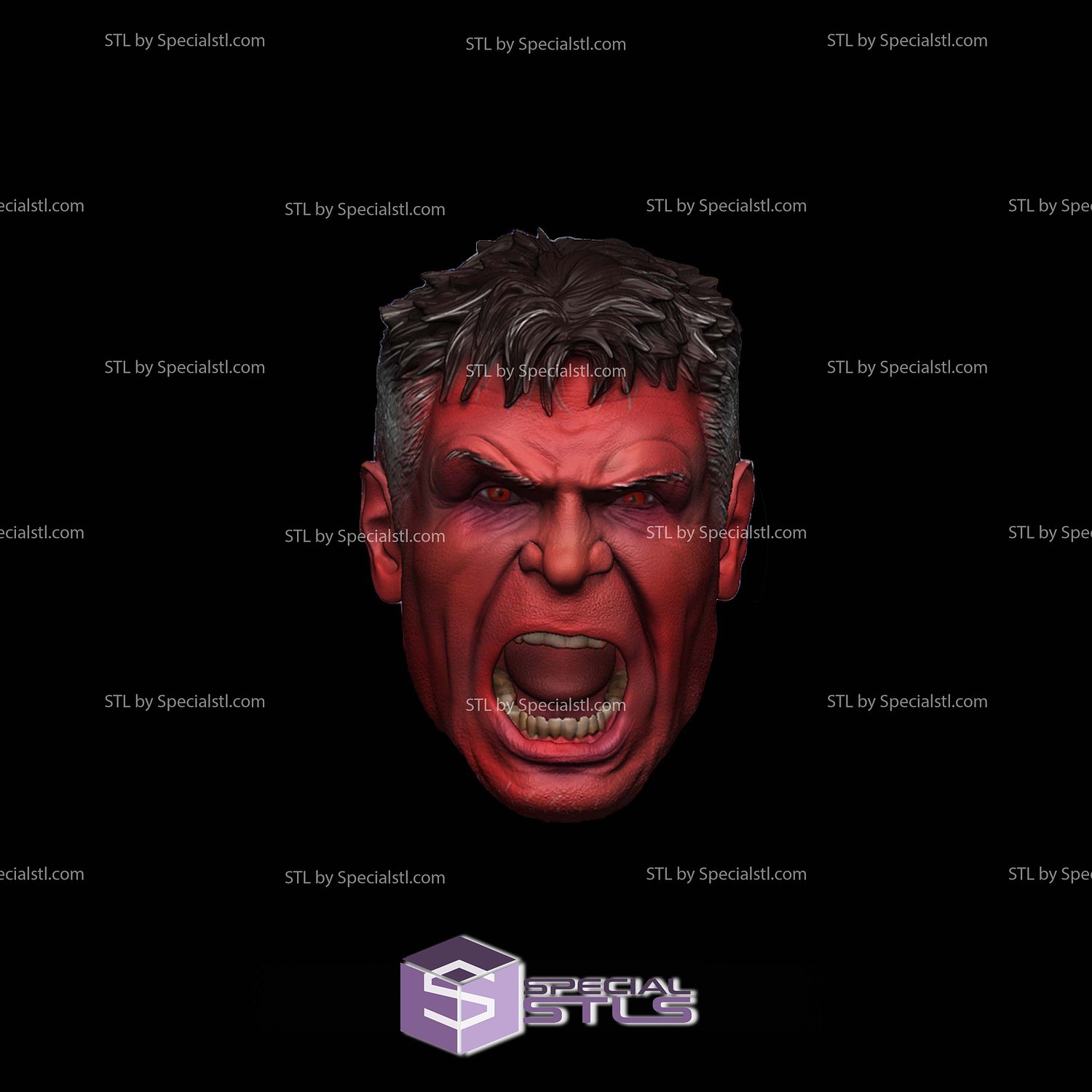 Custom Head STL Collection - Red Hulk Captain 4 3D Model — view 2