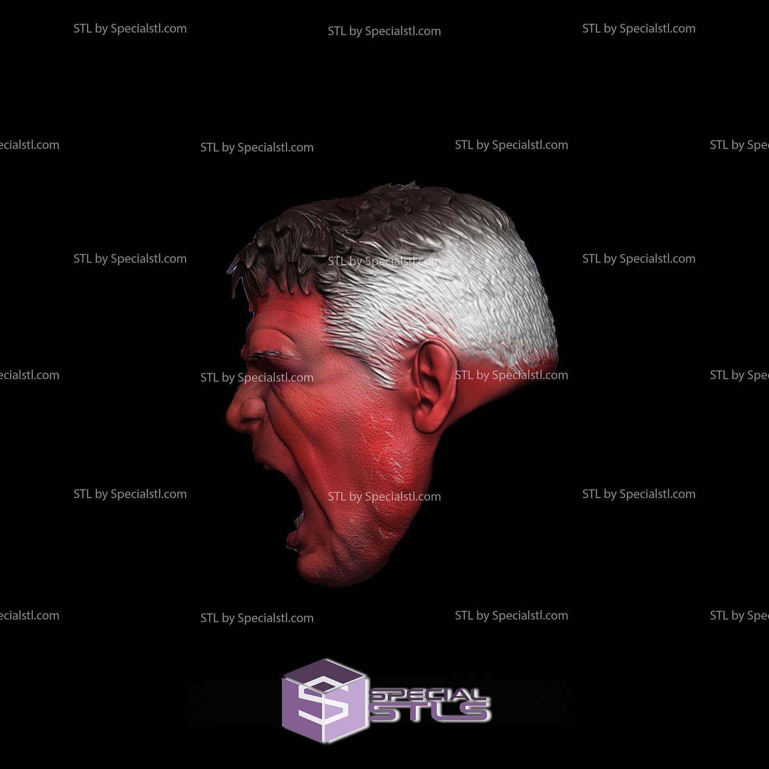 Custom Head STL Collection - Red Hulk Captain 4 3D Model — view 3