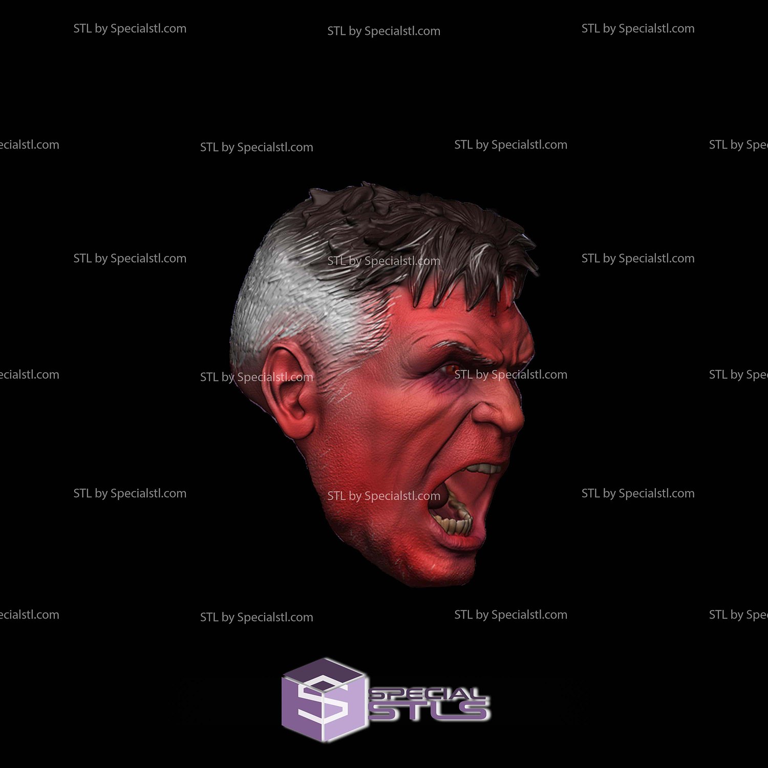 Custom Head STL Collection - Red Hulk Captain 4 3D Model — view 4