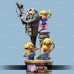 Despicable Me Minion Gru Diorama 3D Print Files STL Model — view 1