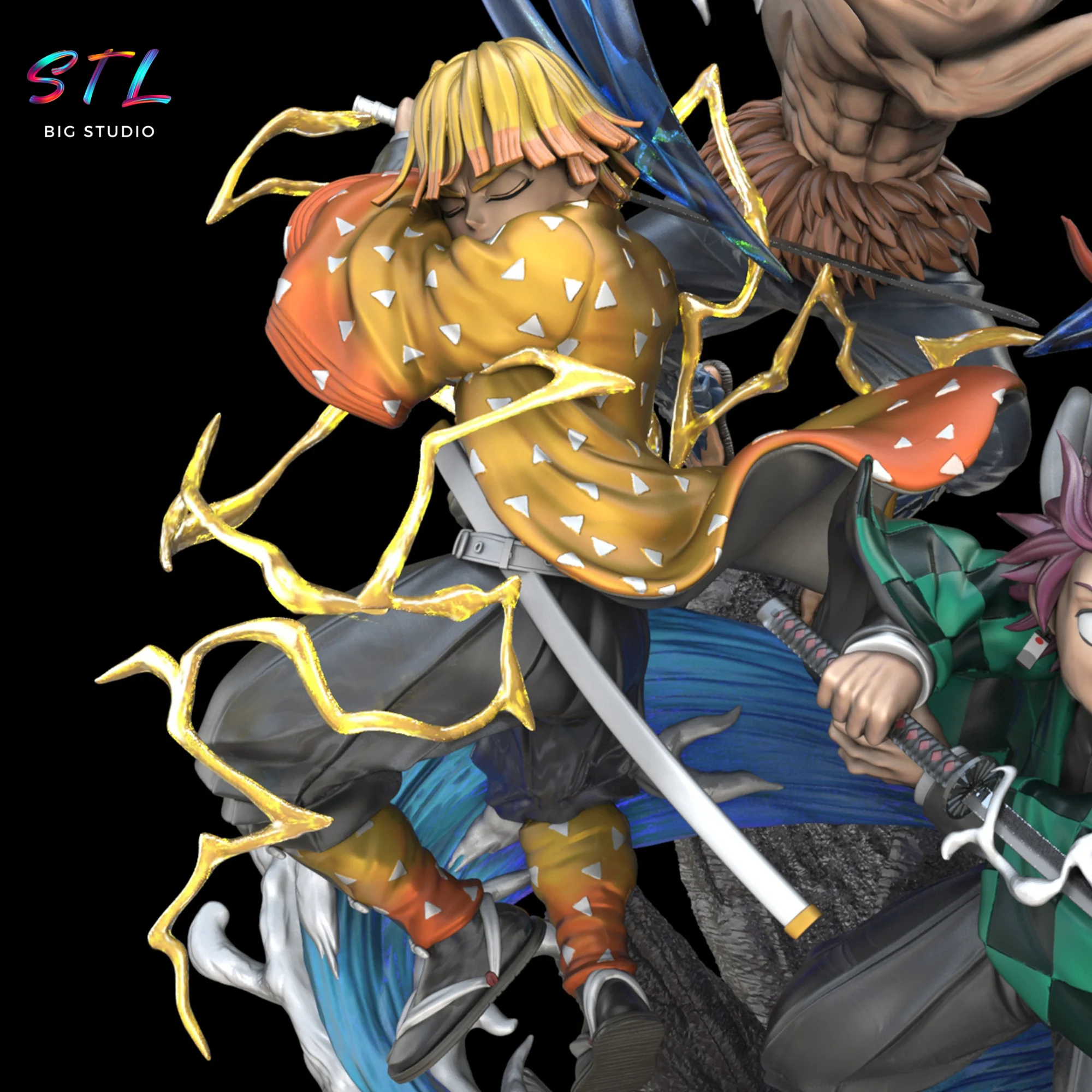 Demon Slayer STL Diorama | Epic Scene with 4 Main Characters | 3D Printable Model Model — view 4