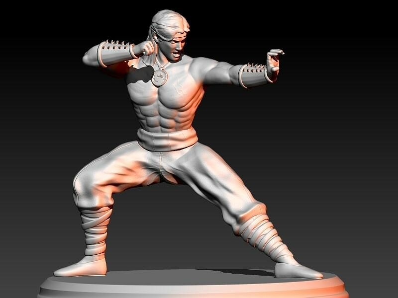 Liu Kang fight pose 3D STL Model — view 2