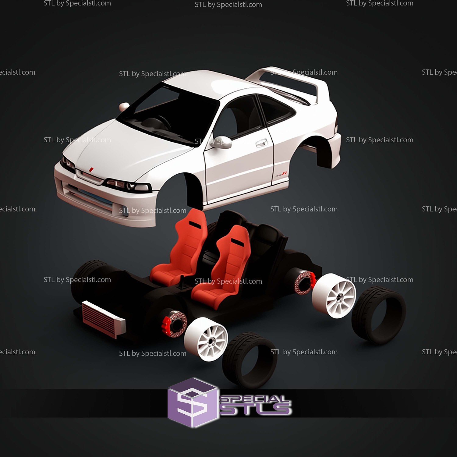 Model Kit Car Skyline Integra DC2 STL Files 3D Model — view 3