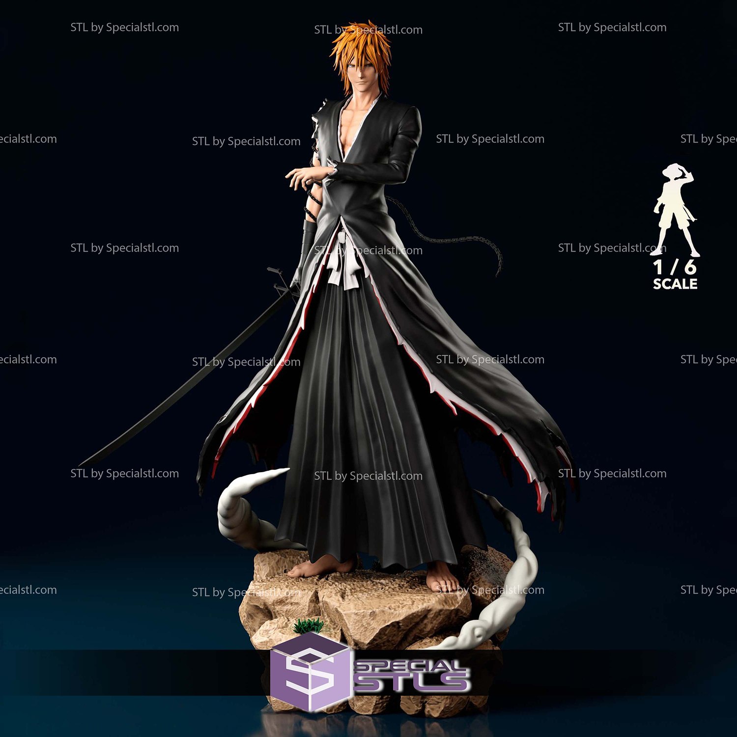 Ichigo Kurosaki Dangai Form STL Files 3D Model — view 2