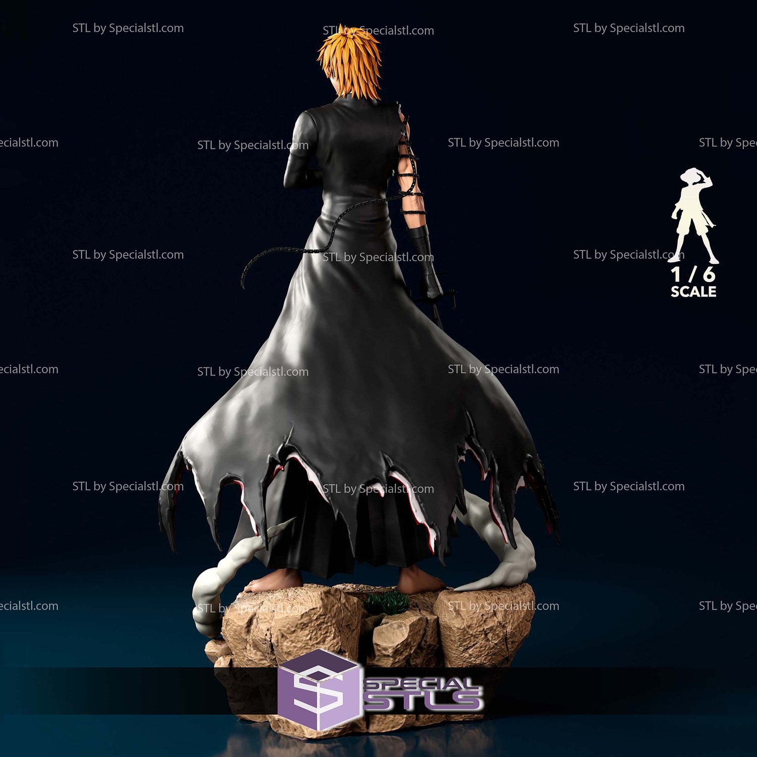 Ichigo Kurosaki Dangai Form STL Files 3D Model — view 3
