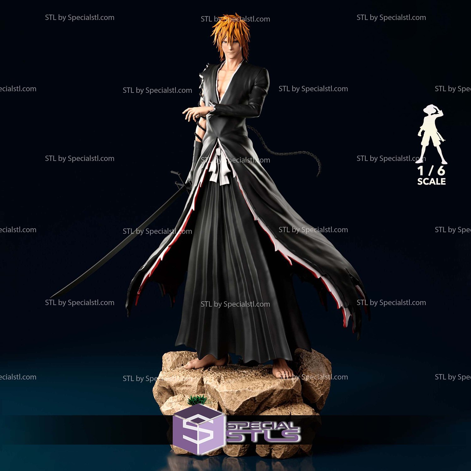 Ichigo Kurosaki Dangai Form STL Files 3D Model — view 4