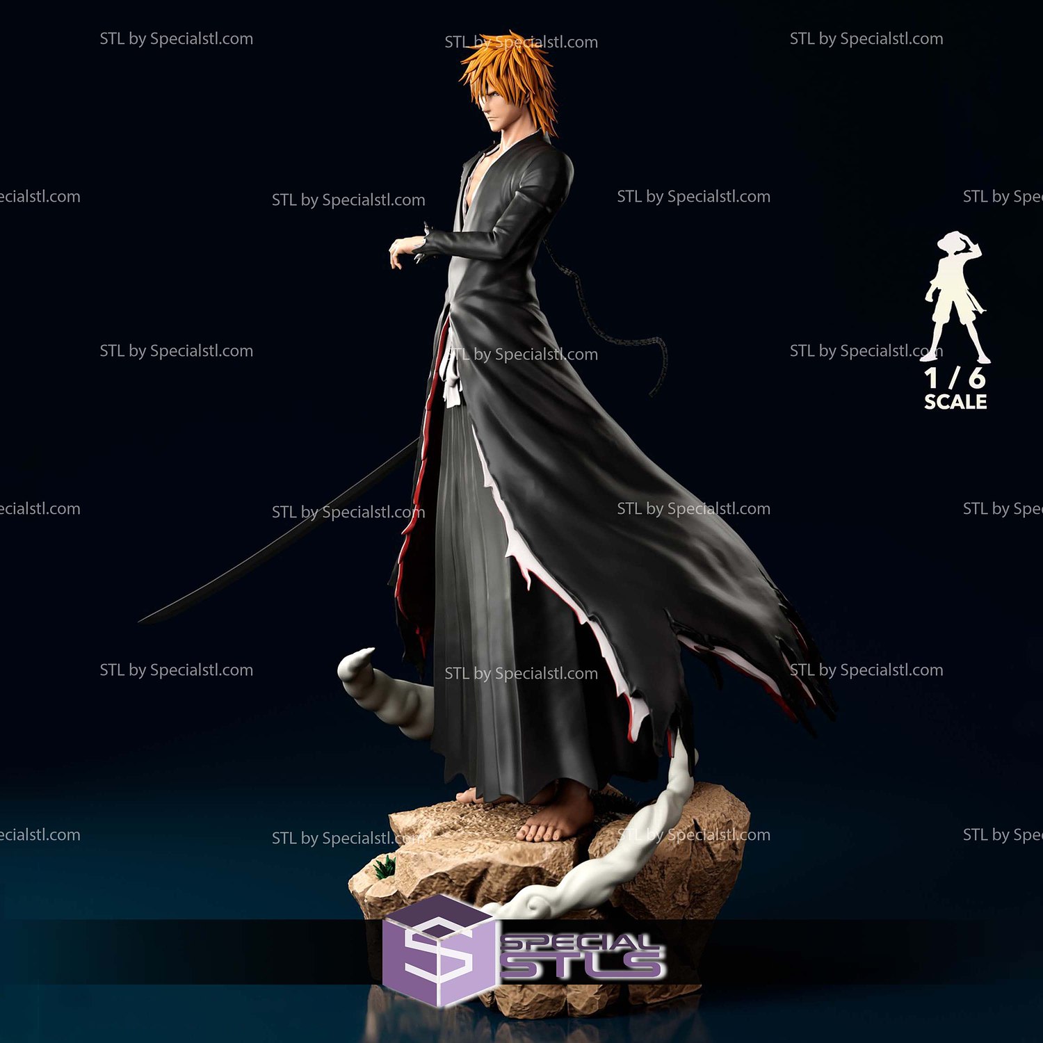 Ichigo Kurosaki Dangai Form STL Files 3D Model — view 5