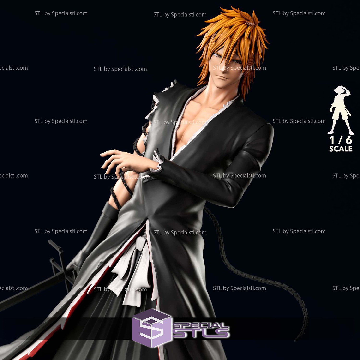 Ichigo Kurosaki Dangai Form STL Files 3D Model — view 6